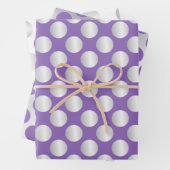 Lila und silberne Polka-Punkte Geschenkpapier Set (Beispiel)