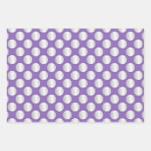 Lila und silberne Polka-Punkte Geschenkpapier Set (Vorderseite)