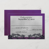 Lila und silberne Reaktion RSVP Karte (Vorne/Hinten)