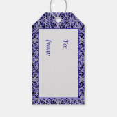 Lila und silberne Spitzenmuster Geschenkanhänger (Rückseite)