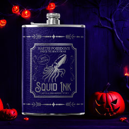 Lila und silberne Tintenfisch Tinte Flachmann