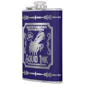 Lila und silberne Tintenfisch Tinte Flachmann (Links)