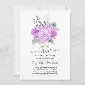 Lila und silberne Vintage Rose Virtual Wedding Einladung (Vorderseite)