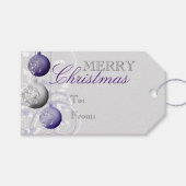 Lila und silberne Weihnachten Geschenkanhänger (Vorderseite (Horizontal))
