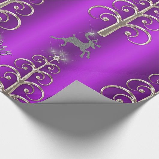 Lila und silberne Weihnachten Geschenkpapier (Ecke)