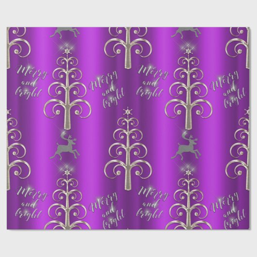 Lila und silberne Weihnachten Geschenkpapier (Flach)