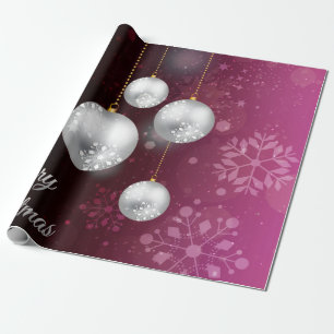 Lila und silberne Weihnachtsbaumbälle Geschenkpapier
