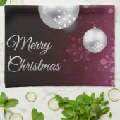 Lila und silberne Weihnachtsbaumbälle Geschirrtuch (Gefaltet)