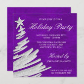 Lila und Silberne Weihnachtsbaumparty Einladung (Vorne/Hinten)