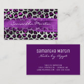 Lila und silberner Bleistich Pinselstrich Visitenkarte (Vorne/Hinten)