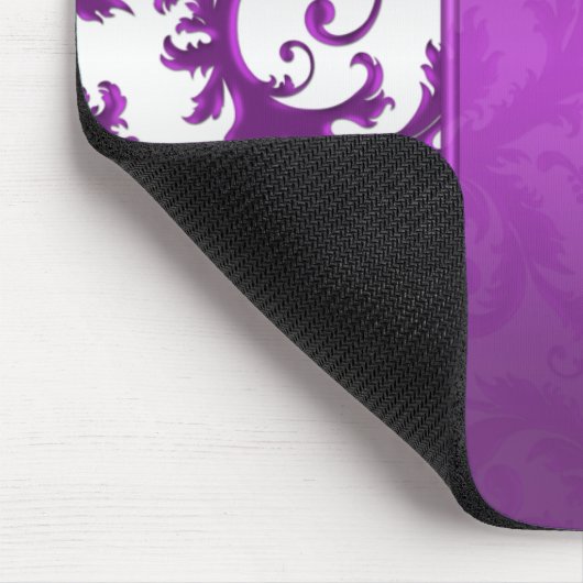 Lila und silberner Damast Mousepad (Ecke)