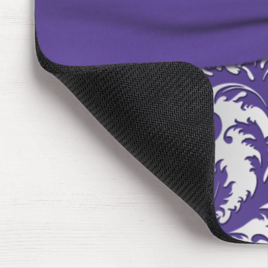Lila und silberner Damast Mousepad (Ecke)