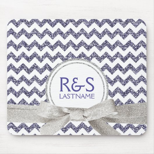 Lila und silberner Glitzer-Blick-personalisierte Mousepad (Vorne)