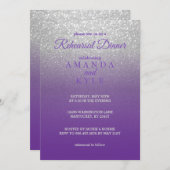 Lila und Silberner Glitzer - Probe Abendessen Einladung (Vorne/Hinten)