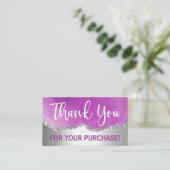 Lila und Silberner Glitzer Vielen Dank Visitenkarte (Stehend Vorderseite)