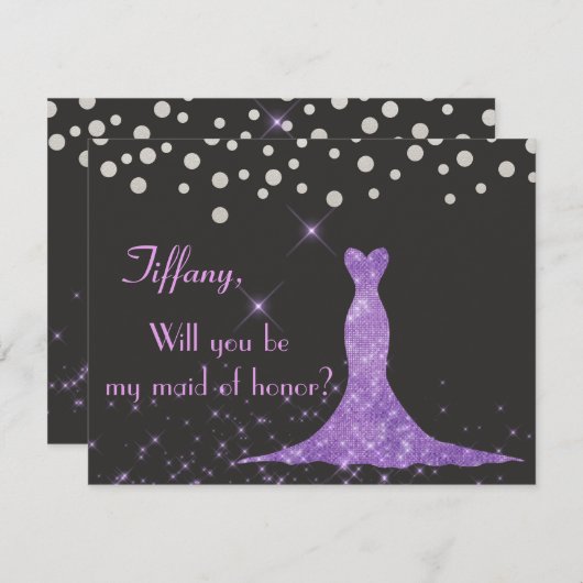 Lila und silberner Wille sind Sie meine Einladung (Vorne/Hinten)