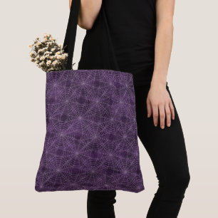 Lila und silbernes Spinnennetz-Gotikmuster Tasche