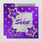 Lila und Silbersteine Sweet 16 Einladung (Vorne/Hinten)