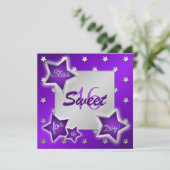 Lila und Silbersteine Sweet 16 Einladung (Stehend Vorderseite)
