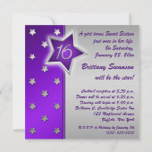 Lila und Silbersteine Sweet 16 Einladung (Rückseite)