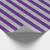 Lila und Silberstreifen-Glitzer-Schleifpapier Geschenkpapier (Ecke)