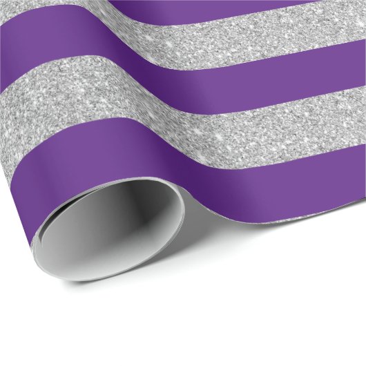 Lila und Silberstreifen-Glitzer-Schleifpapier Geschenkpapier (Rolleneckpunkt)