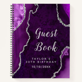 Lila und Silver Agate Birthday Guest Book Notizblock