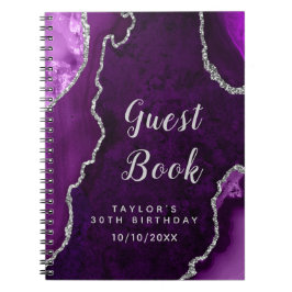 Lila und Silver Agate Birthday Guest Book Notizblock