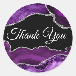 Lila und Silver Agate Vielen Dank Runder Aufkleber