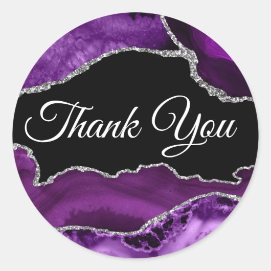 Lila und Silver Agate Vielen Dank Runder Aufkleber (Vorderseite)
