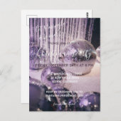 Lila und Silver Baubles Weihnachtsfest Party Invit Postkarte (Vorne/Hinten)