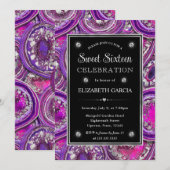 Lila und SIlver Geode Agate Frame Sweet 16 Einladung (Vorne/Hinten)