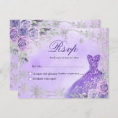 Lila und Silver Mis Quince RSVP-Karte RSVP Karte (Vorne/Hinten)