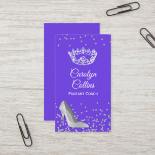 Lila und Silver Pageant Coach Business Card Visitenkarte
