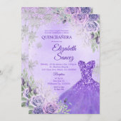 Lila und Silver Winter Quinceanera Einladung (Vorne/Hinten)