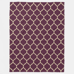 Lila und tan marokkanisches Quatrefolienmuster Fleecedecke