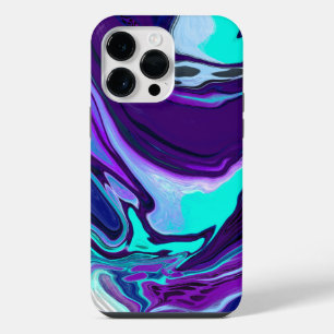 Lila und Türkis abstrakte Fluid Art iPhone 14 Pro Max Hülle