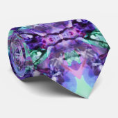 Lila und Türkis-Hippy Fraktal-Muster Krawatte (Gerollt)