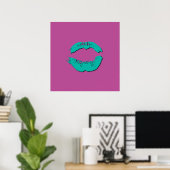 Lila und Türkis Küssende Lippen Poster (Heimbüro)