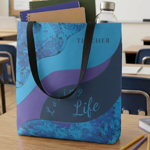 Lila und Türkis Lehrerpinselstrich-Muster Tasche