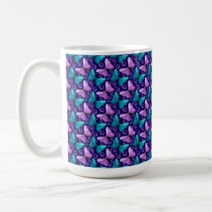 Lila und Türkis Schmetterlingsmuster Florales na Kaffeetasse