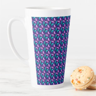 Lila und Türkis Schmetterlingsmuster Florales na Milchtasse
