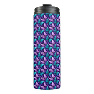 Lila und Türkis Schmetterlingsmuster Florales na Thermosbecher