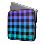 Lila und türkisblau kariert laptopschutzhülle (Vorderseite Links)