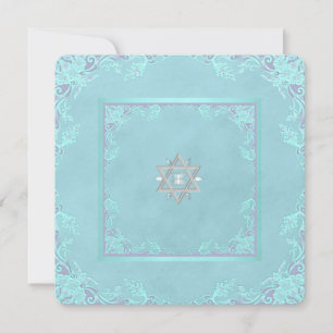 Lila und Türkisblaue Bat Mitzvah Einladung