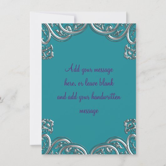 Lila und türkisblaue Masquerade Vielen Dank Dankeskarte