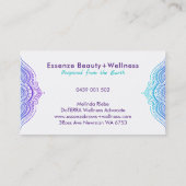 Lila und türkisfarben auf weißer Paisley-Lace Visitenkarte (Rückseite)