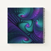 Lila und türkisfarben, modernes abstraktes Fraktal Notizblock (Rückseite)