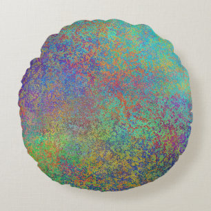 Lila und türkisfarben rundes kissen