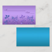 Lila und türkisfarbene Blumenbezeichnungen Platzkarte (Vorne/Hinten)